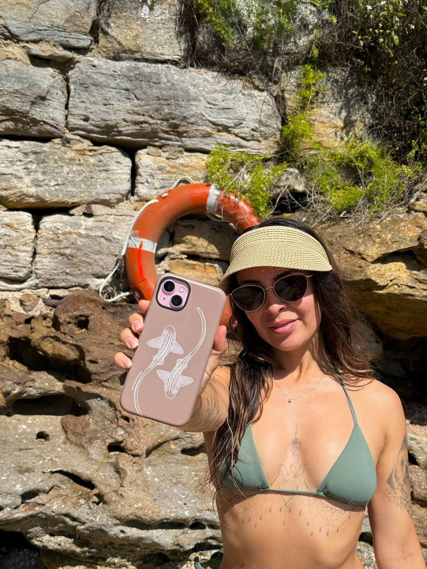 iPhone Tough Phone Case - Leopard Sharks Outline Natural