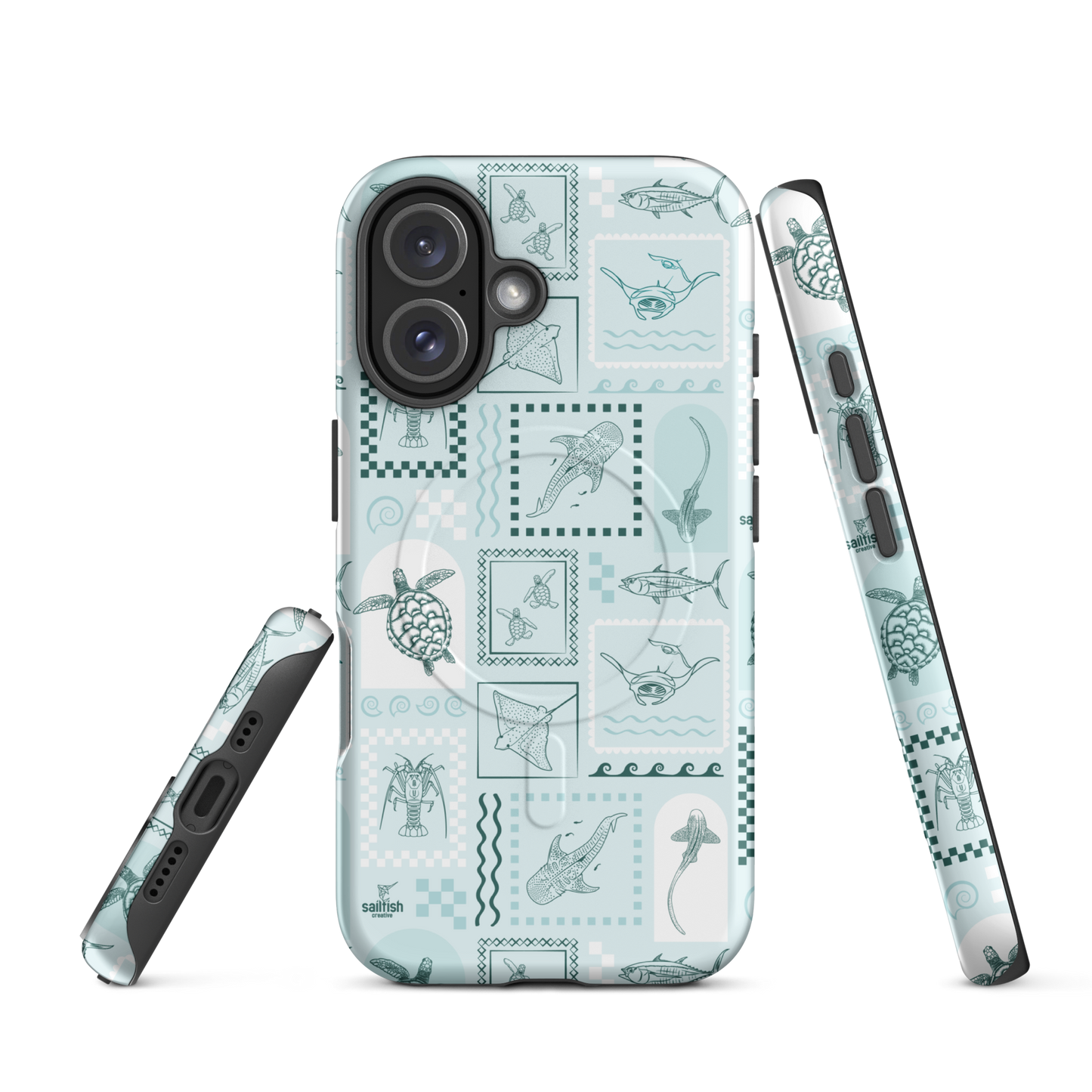 iPhone MagSafe Tough Phone Case - Arches Print Teal
