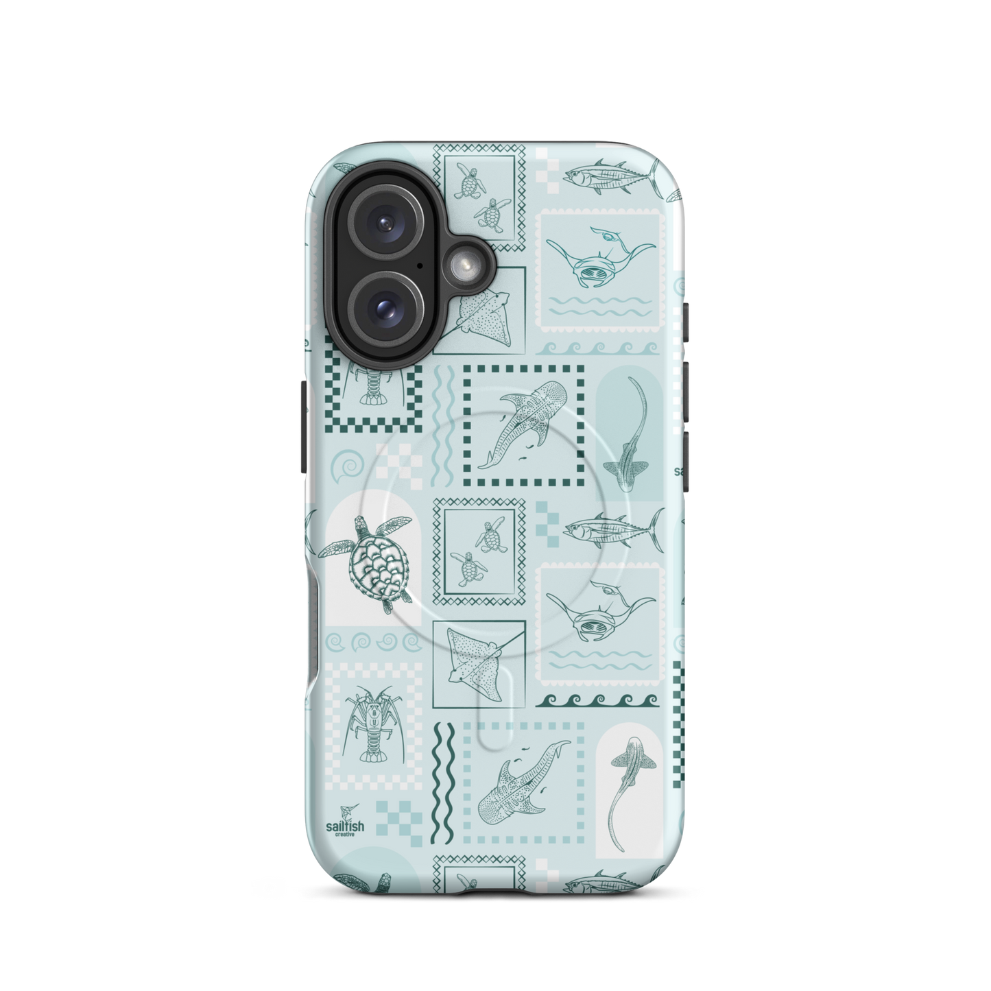 iPhone MagSafe Tough Phone Case - Arches Print Teal