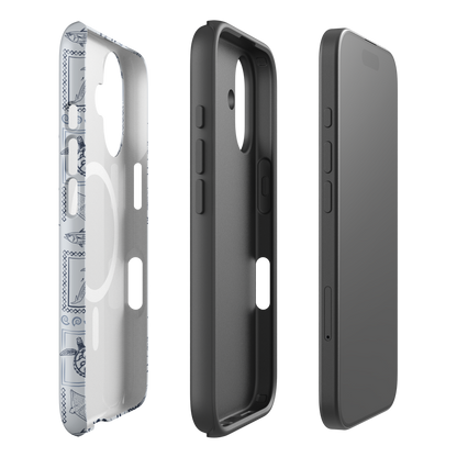 iPhone MagSafe Tough Phone Case - Busy Print Overcast Blue