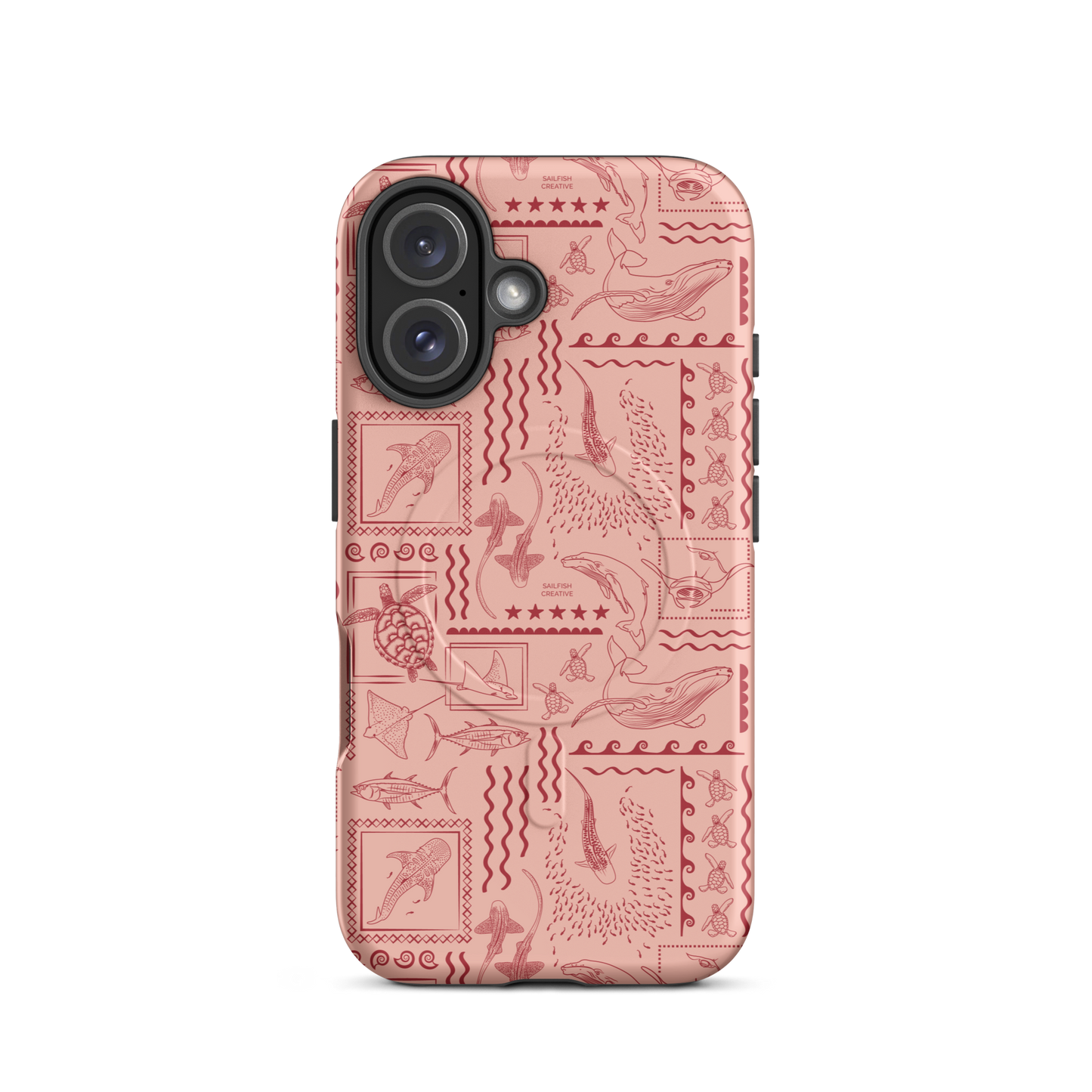 iPhone MagSafe Tough Phone Case - Busy Print Coral
