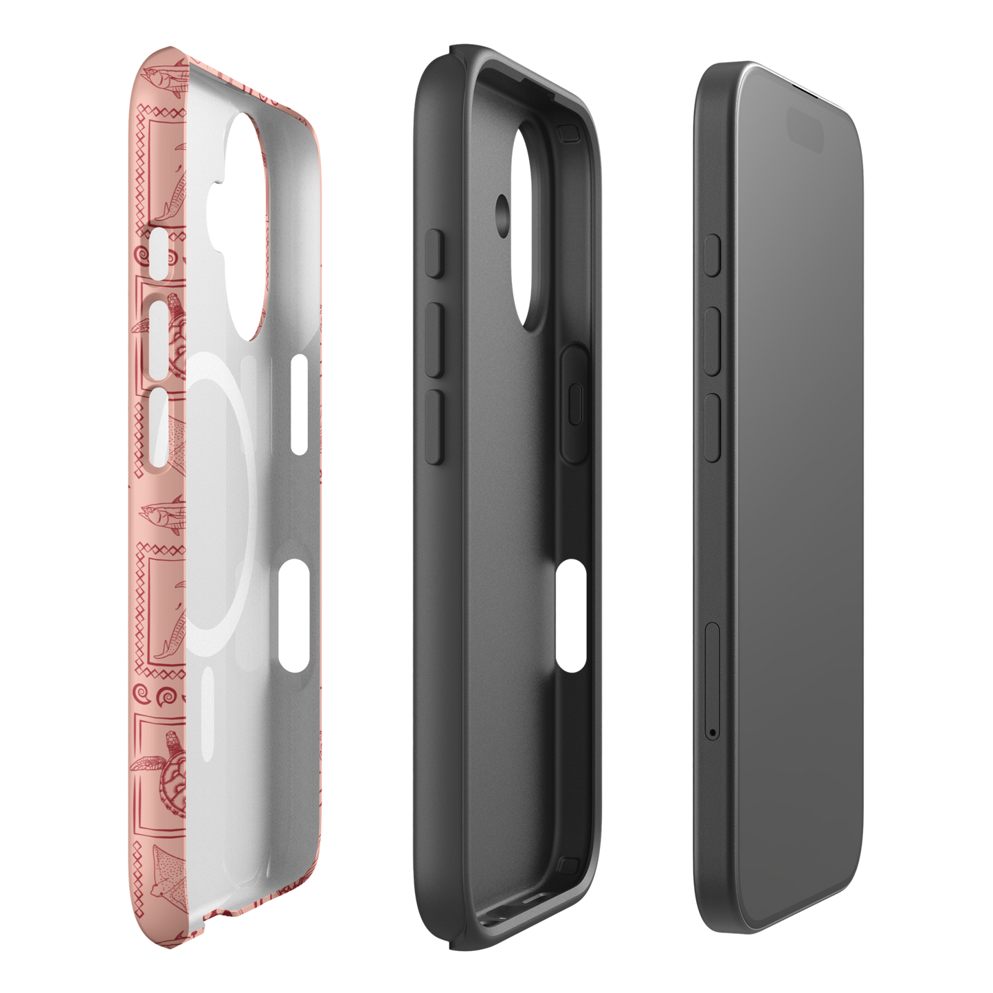 iPhone MagSafe Tough Phone Case - Busy Print Coral