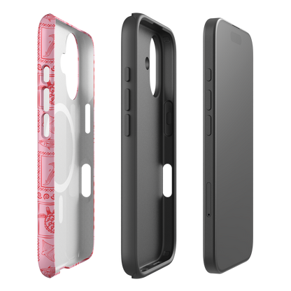 iPhone MagSafe Tough Phone Case - Busy Print Pink