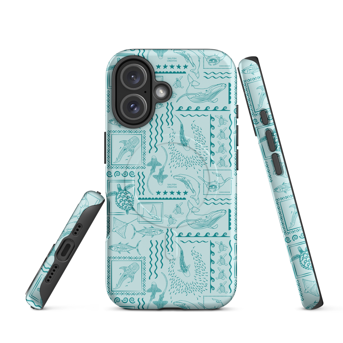 iPhone MagSafe Tough Phone Case - Busy Print Teal