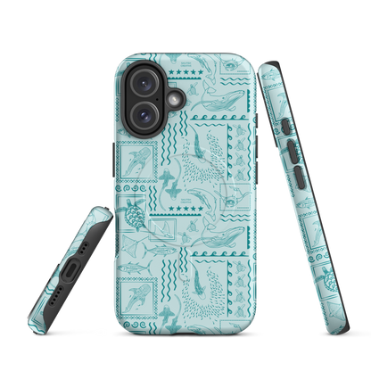iPhone MagSafe Tough Phone Case - Busy Print Teal