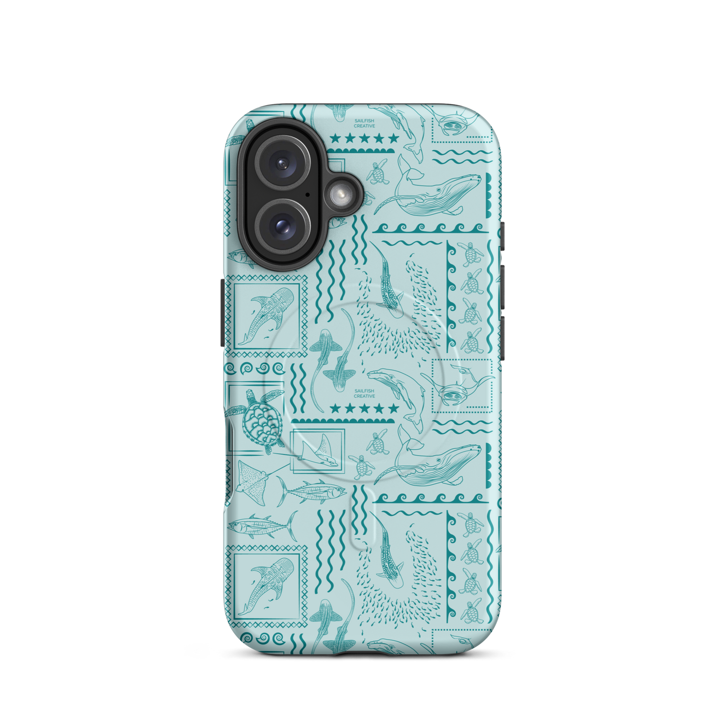 iPhone MagSafe Tough Phone Case - Busy Print Teal
