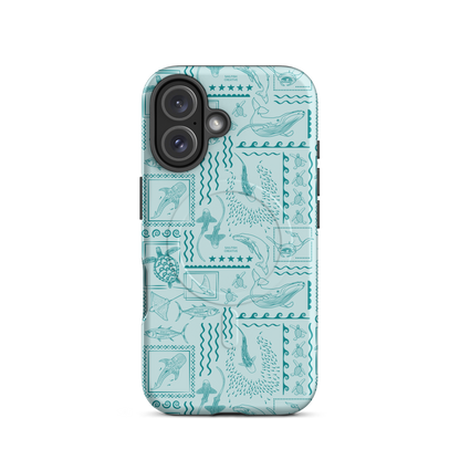 iPhone MagSafe Tough Phone Case - Busy Print Teal