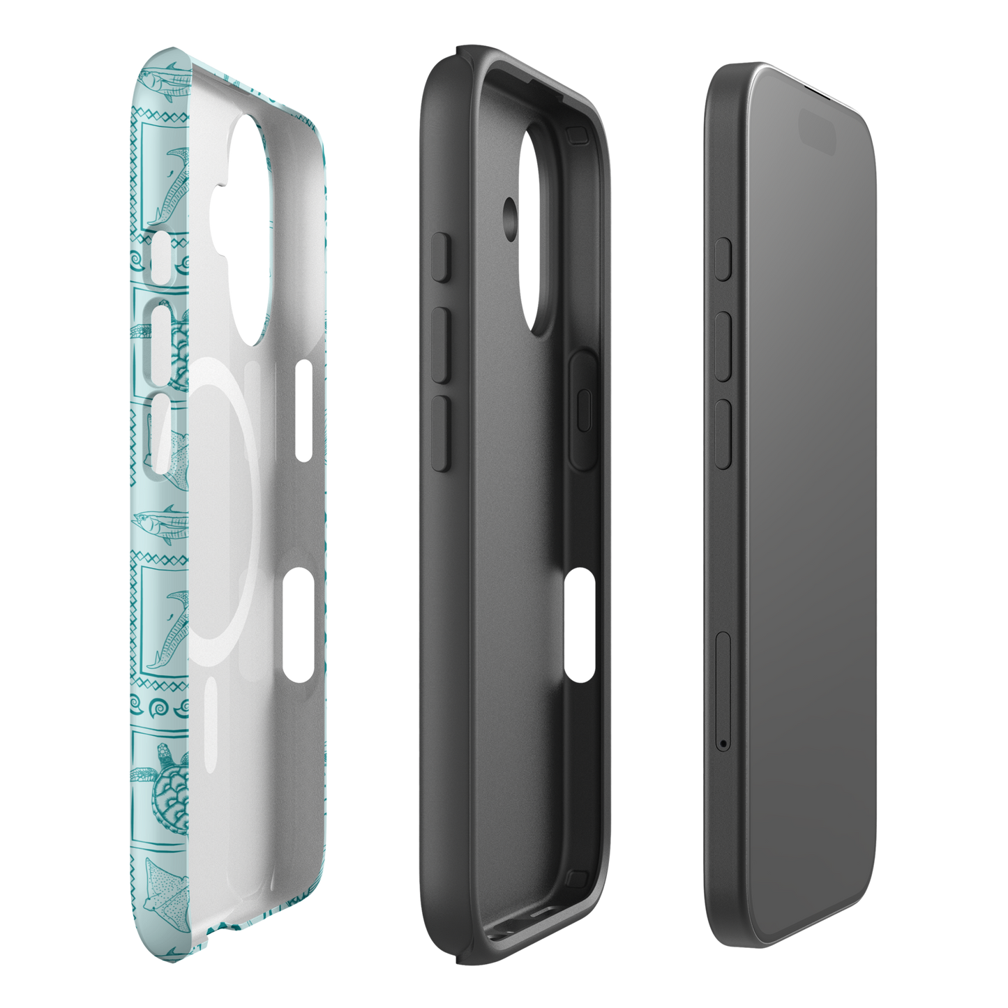 iPhone MagSafe Tough Phone Case - Busy Print Teal