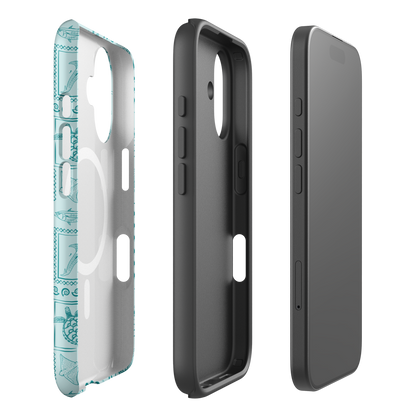 iPhone MagSafe Tough Phone Case - Busy Print Teal