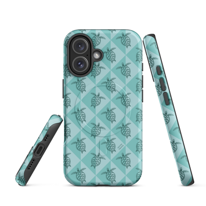 iPhone MagSafe Tough Phone Case - Turtle Diamonds Teal