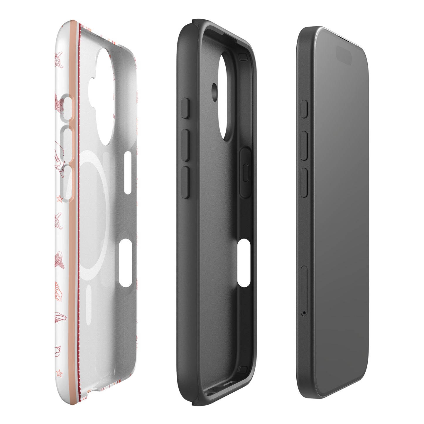 iPhone MagSafe Tough Phone Case - Candy Stripes Coral