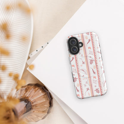 iPhone MagSafe Tough Phone Case - Candy Stripes Coral