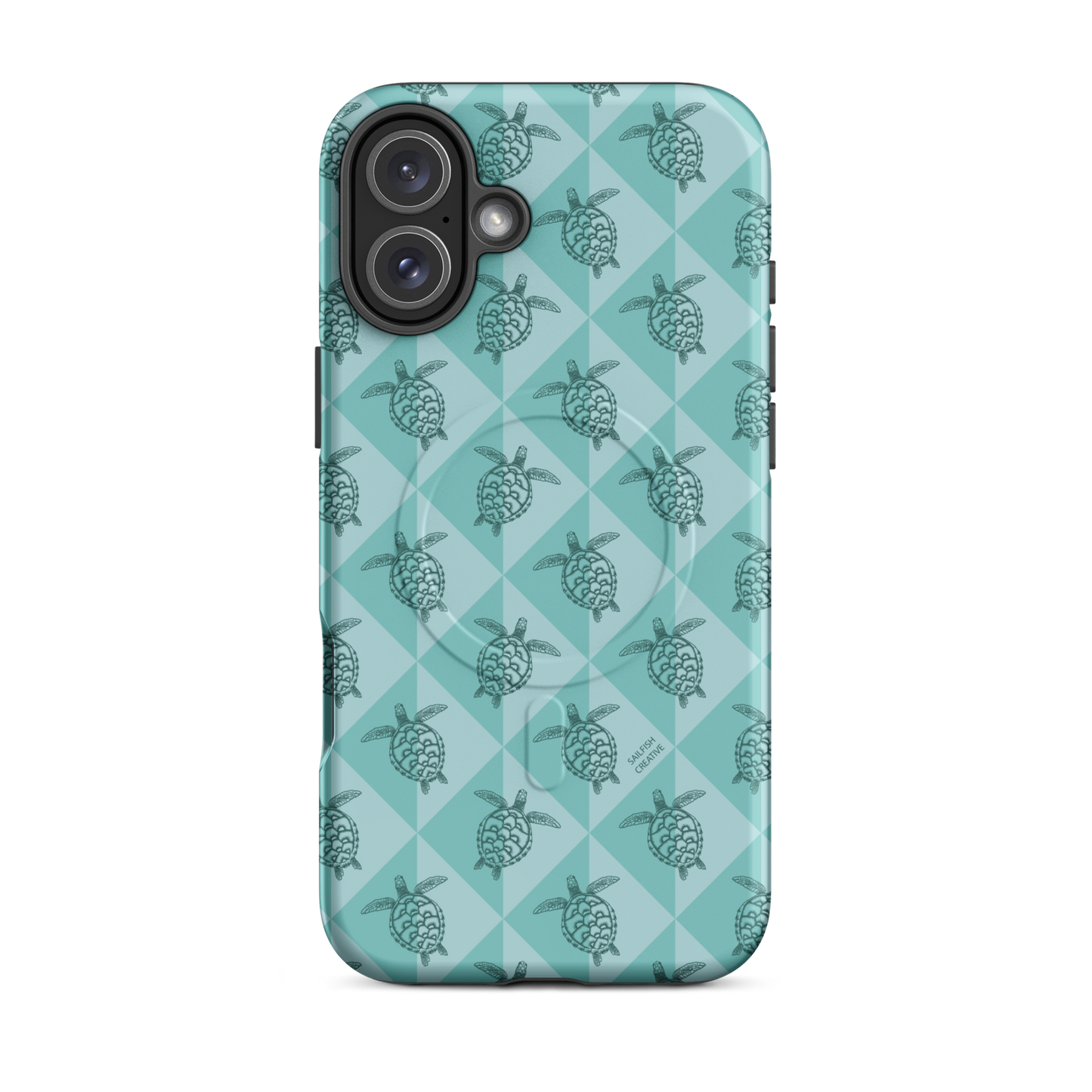 iPhone MagSafe Tough Phone Case - Turtle Diamonds Teal