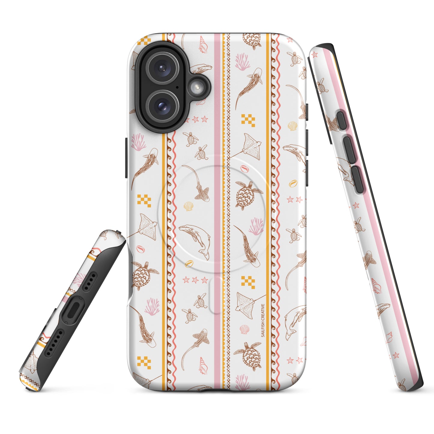 iPhone MagSafe Tough Phone Case - Candy Stripes on White