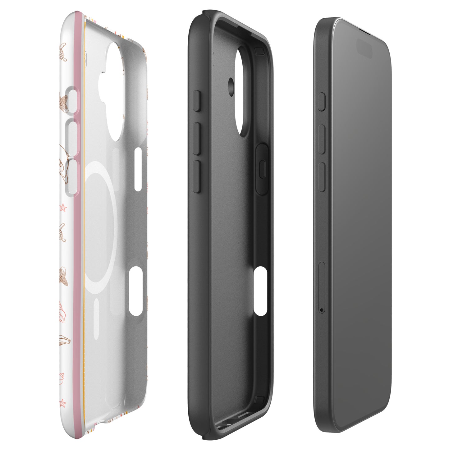 iPhone MagSafe Tough Phone Case - Candy Stripes on White