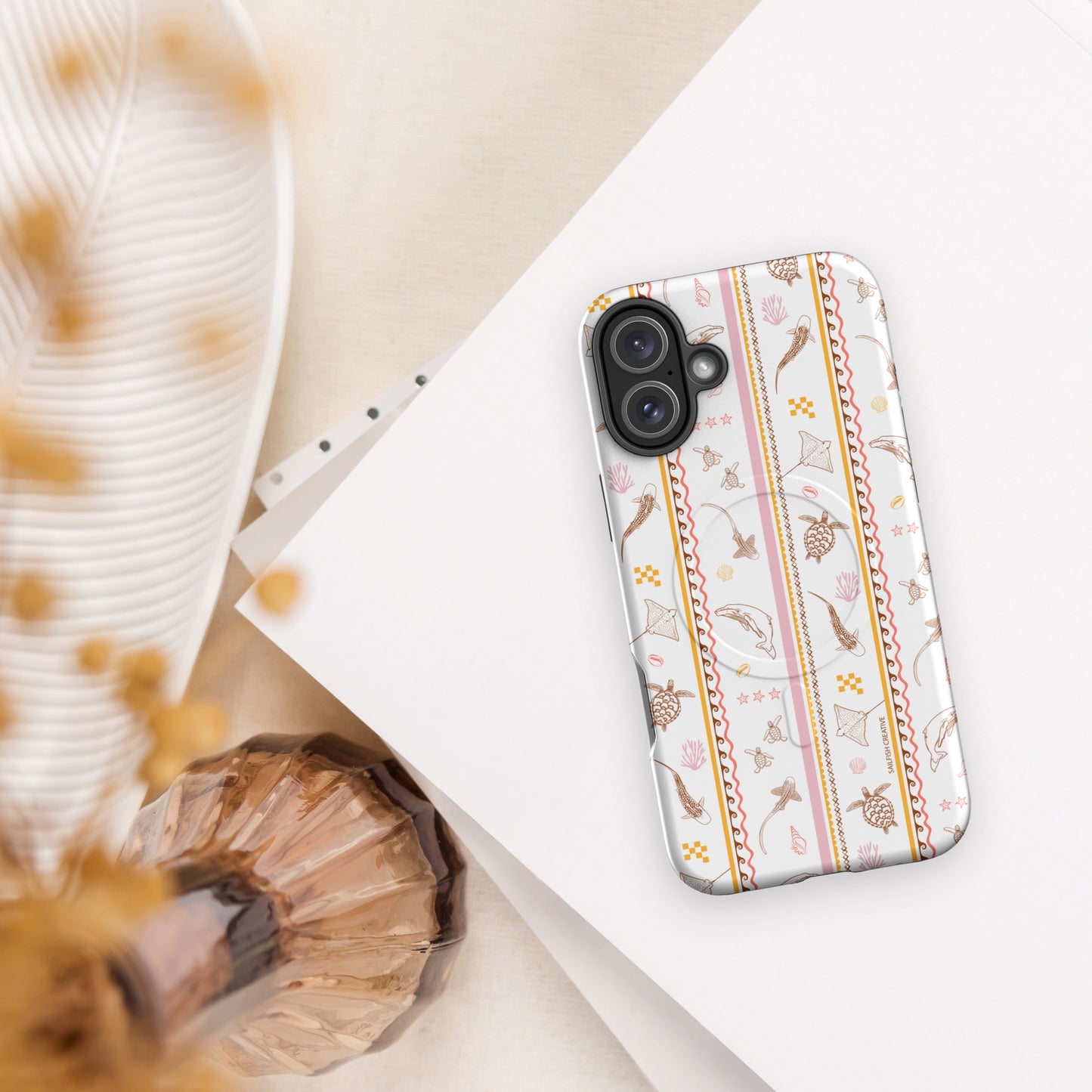 iPhone MagSafe Tough Phone Case - Candy Stripes on White
