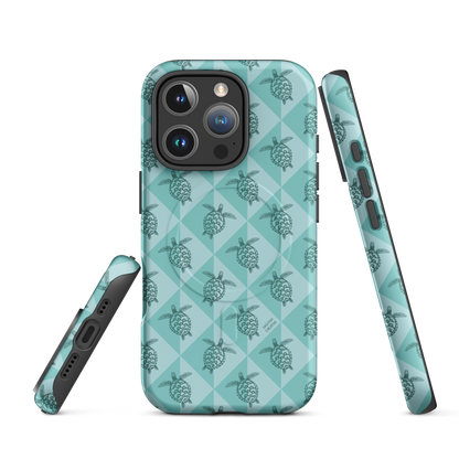iPhone MagSafe Tough Phone Case - Turtle Diamonds Teal