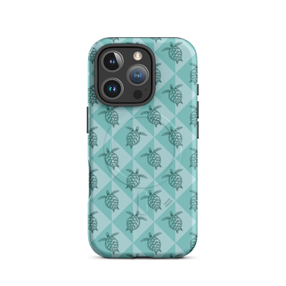 iPhone MagSafe Tough Phone Case - Turtle Diamonds Teal