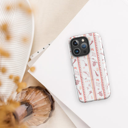 iPhone MagSafe Tough Phone Case - Candy Stripes Coral