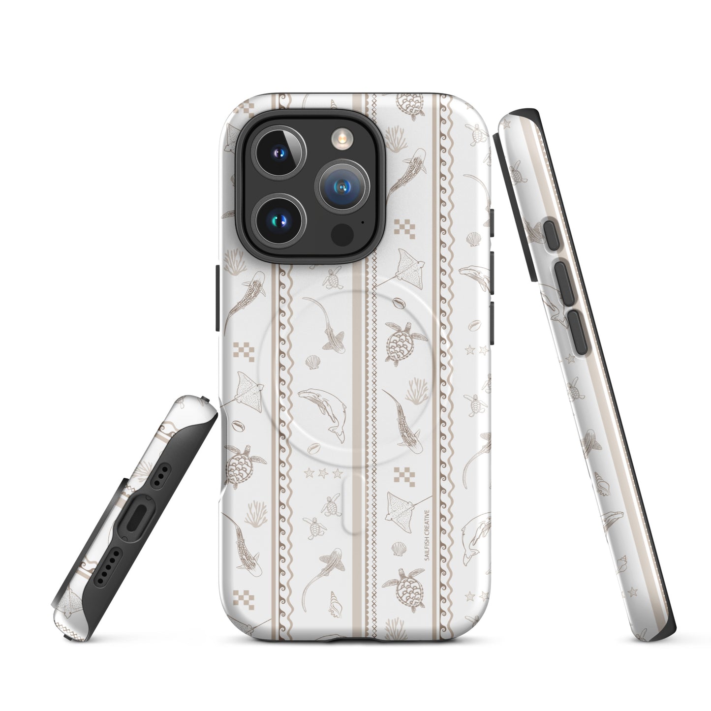 iPhone MagSafe Tough Phone Case - Candy Stripes Beige