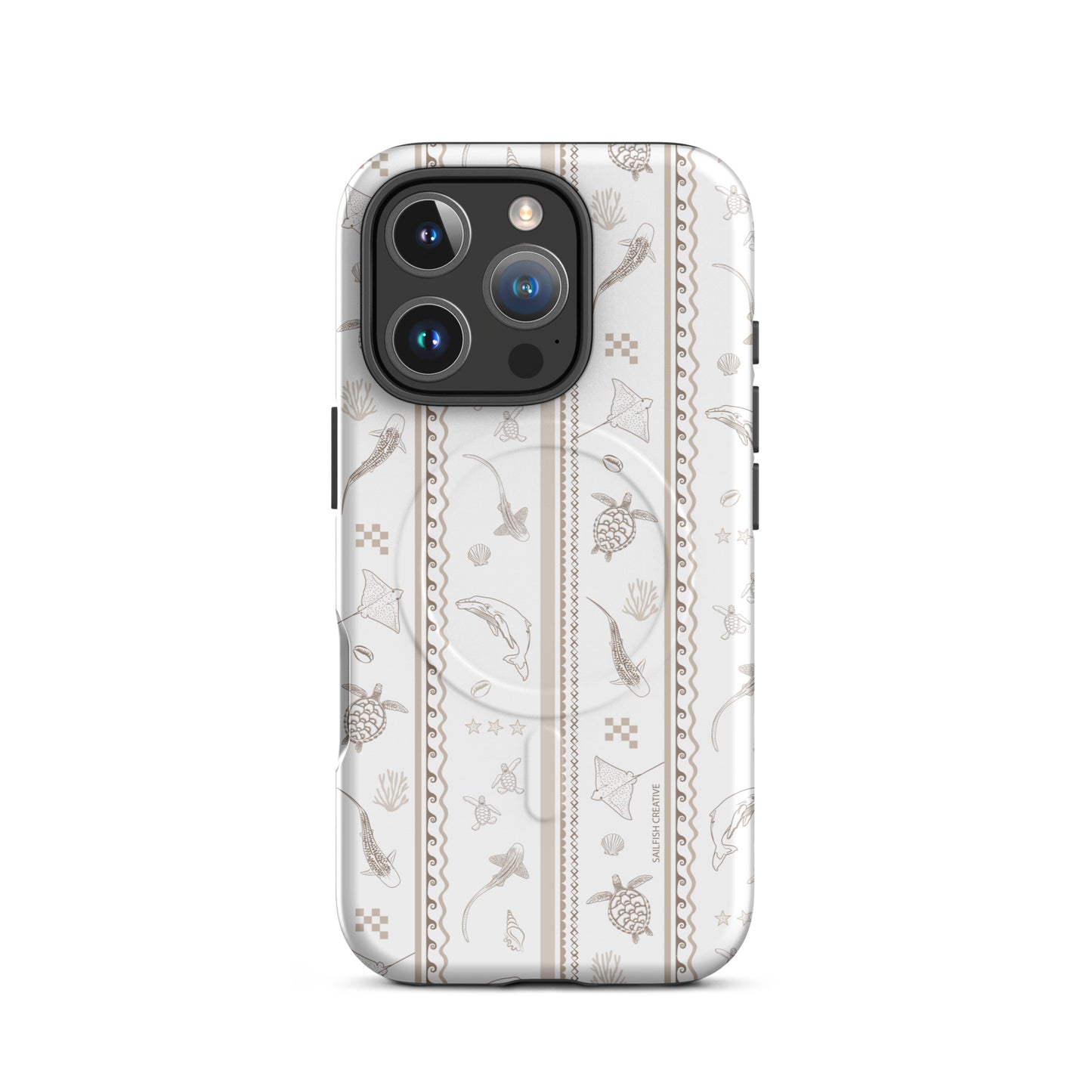 iPhone MagSafe Tough Phone Case - Candy Stripes Beige