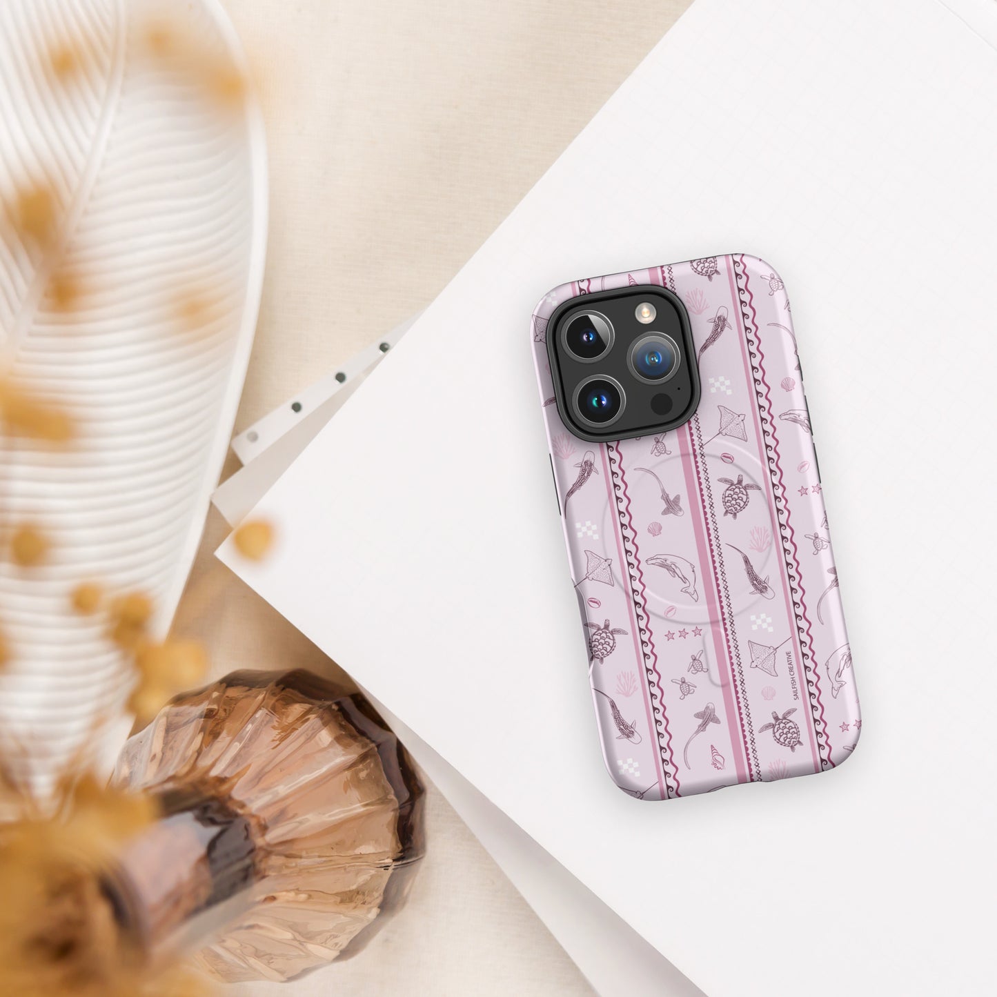 iPhone MagSafe Tough Phone Case - Candy Stripes Orchid