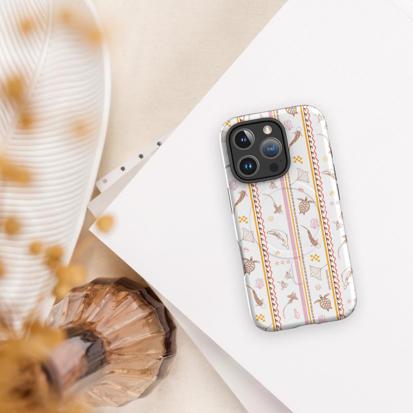 iPhone MagSafe Tough Phone Case - Candy Stripes on White