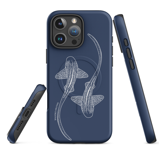 iPhone MagSafe Tough Case - Leopard Shark Outline Navy - Sailfish Creative