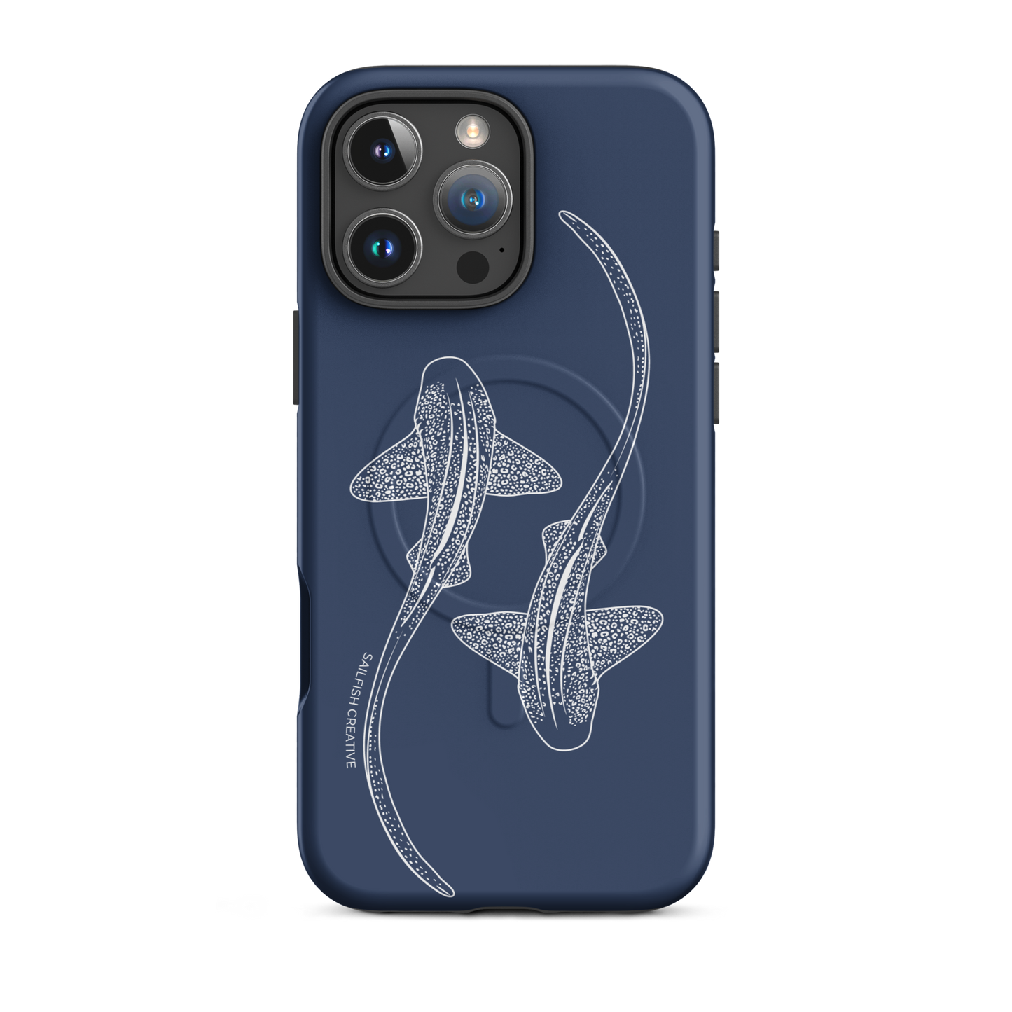 iPhone MagSafe Tough Case - Leopard Shark Outline Navy - Sailfish Creative