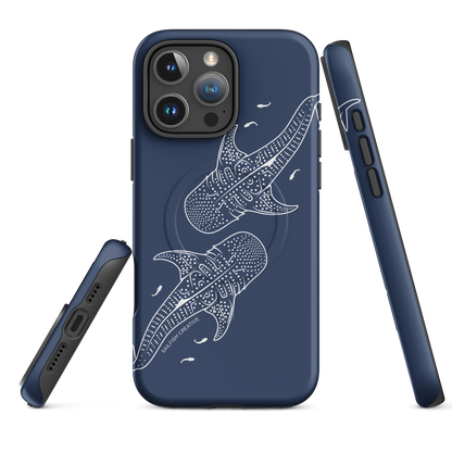 iPhone MagSafe Tough Case - Whale Sharks Outline Navy - Sailfish Creative