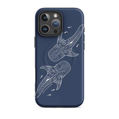 iPhone MagSafe Tough Case - Whale Sharks Outline Navy - Sailfish Creative