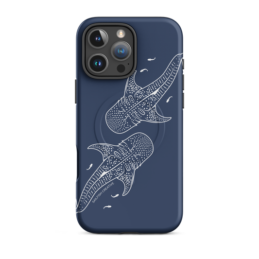iPhone MagSafe Tough Case - Whale Sharks Outline Navy - Sailfish Creative