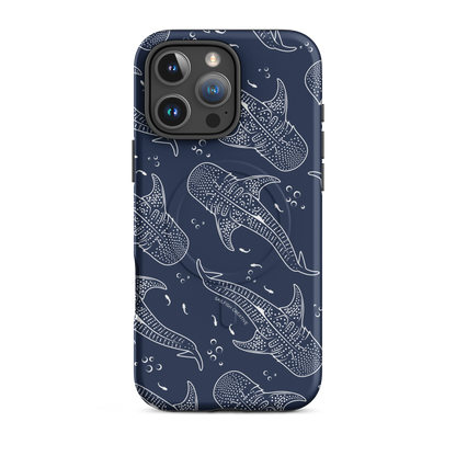 Navy iPhone phone case with white whale shark pattern design
