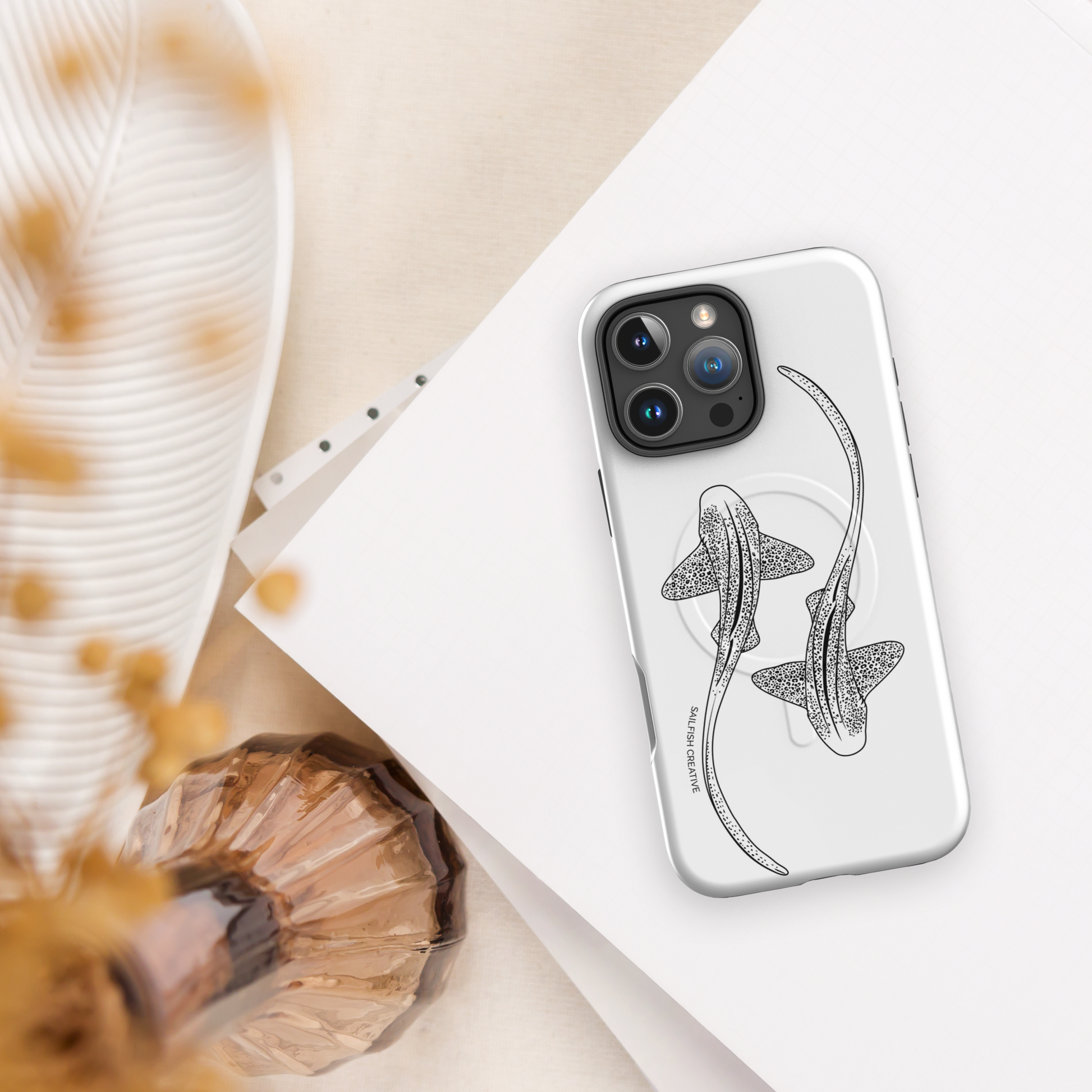iPhone MagSafe Tough Case - Leopard Shark Outline - Sailfish Creative