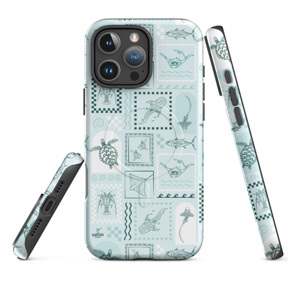 iPhone MagSafe Tough Phone Case - Arches Print Teal