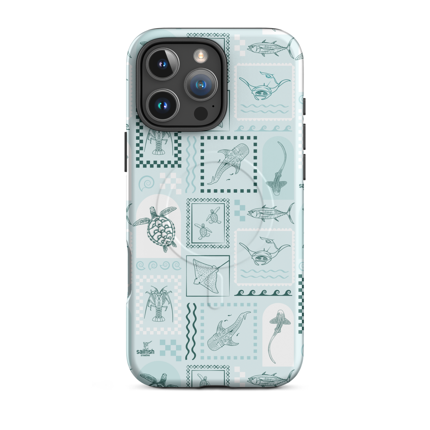 iPhone MagSafe Tough Phone Case - Arches Print Teal