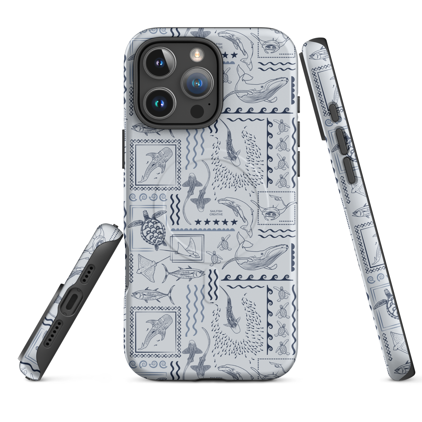iPhone MagSafe Tough Phone Case - Busy Print Overcast Blue