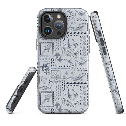 iPhone MagSafe Tough Phone Case - Busy Print Overcast Blue