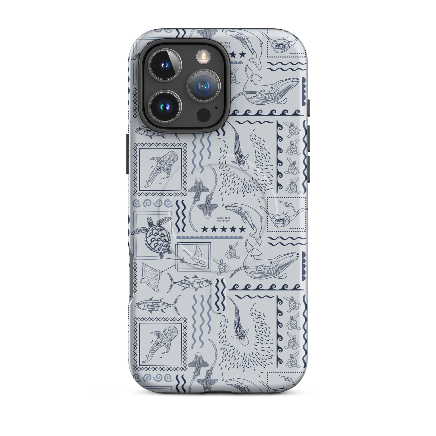 iPhone MagSafe Tough Phone Case - Busy Print Overcast Blue
