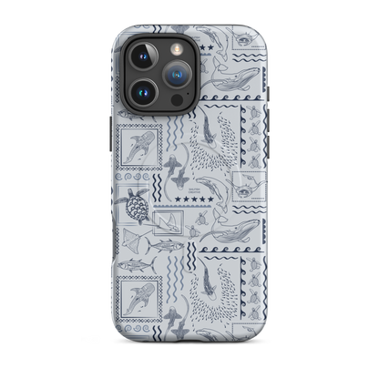 iPhone MagSafe Tough Phone Case - Busy Print Overcast Blue