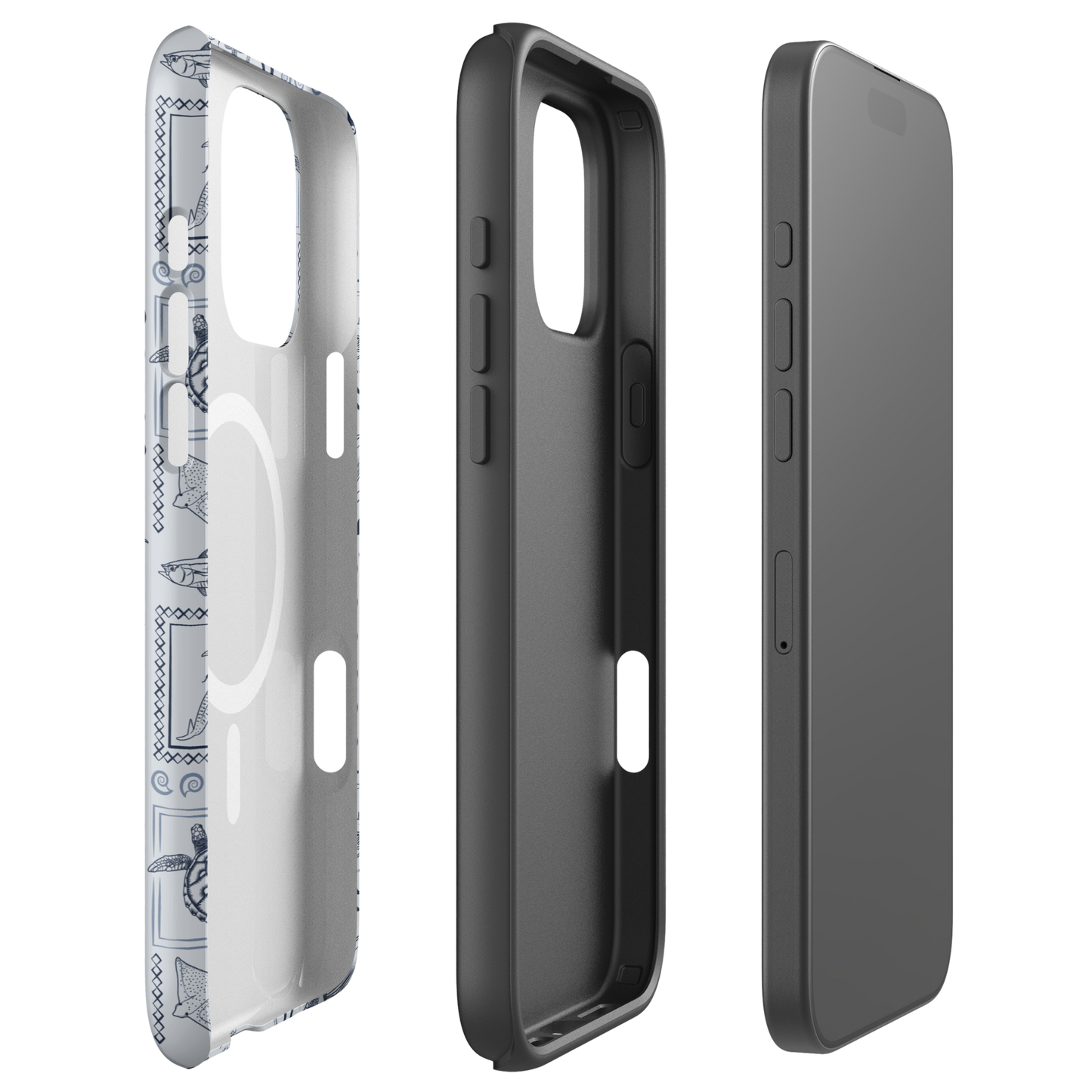 iPhone MagSafe Tough Phone Case - Busy Print Overcast Blue