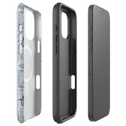 iPhone MagSafe Tough Phone Case - Busy Print Overcast Blue