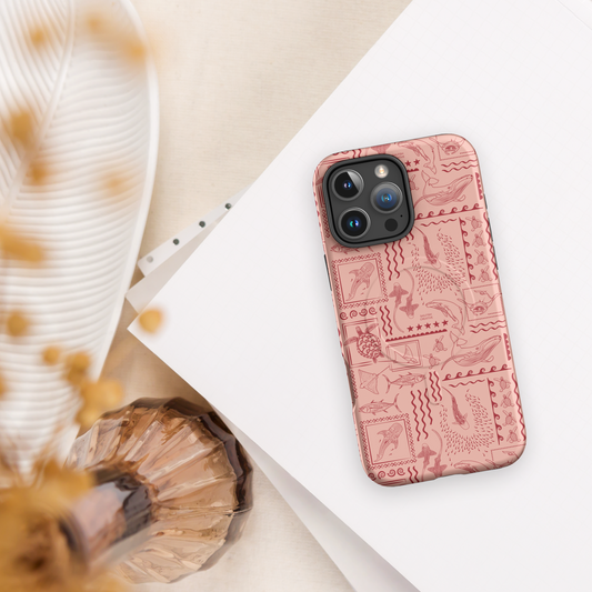 iPhone MagSafe Tough Phone Case - Busy Print Coral