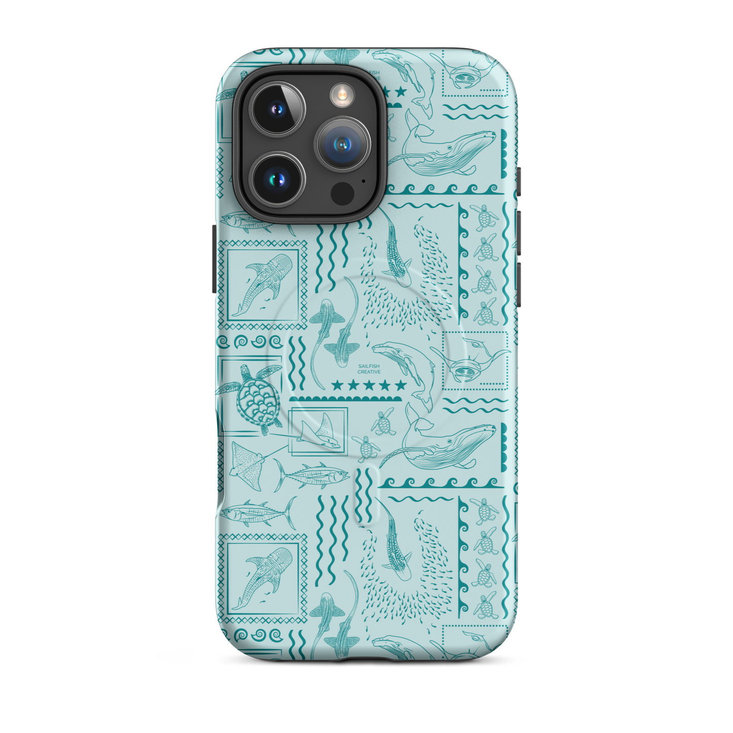 iPhone MagSafe Tough Phone Case - Busy Print Teal