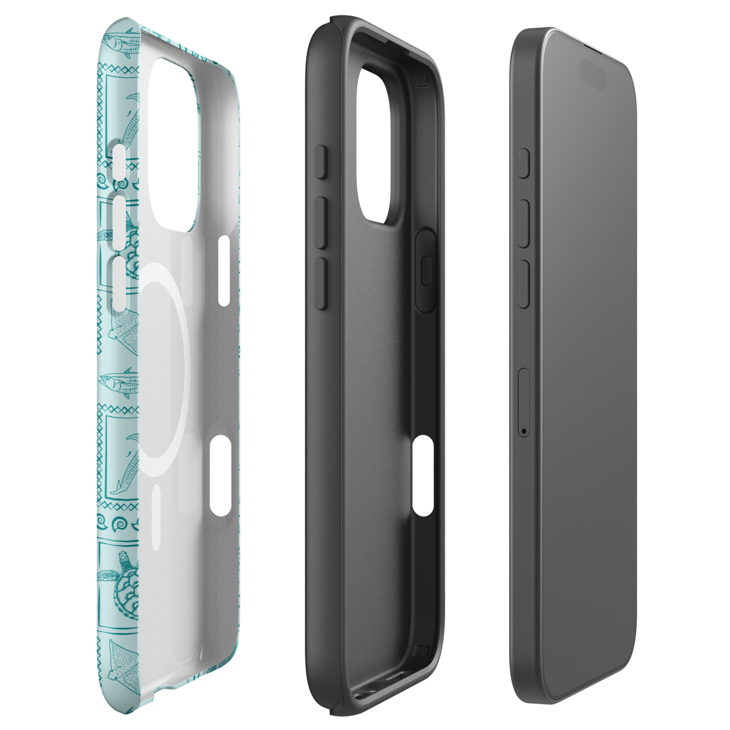 iPhone MagSafe Tough Phone Case - Busy Print Teal