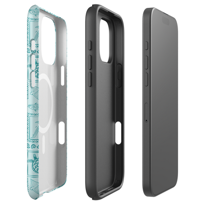 iPhone MagSafe Tough Phone Case - Busy Print Teal