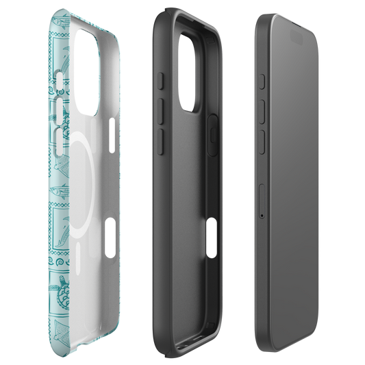 iPhone MagSafe Tough Phone Case - Busy Print Teal