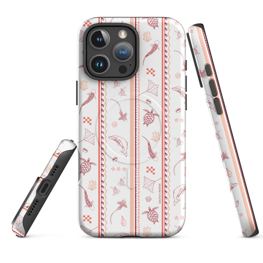iPhone MagSafe Tough Phone Case - Candy Stripes Coral