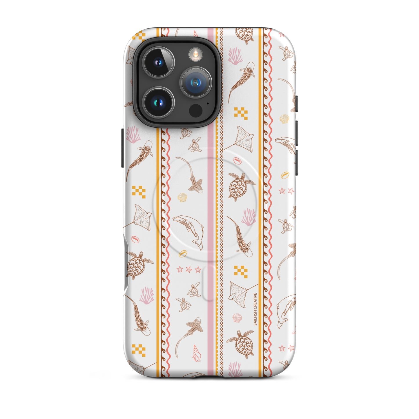 iPhone MagSafe Tough Phone Case - Candy Stripes on White