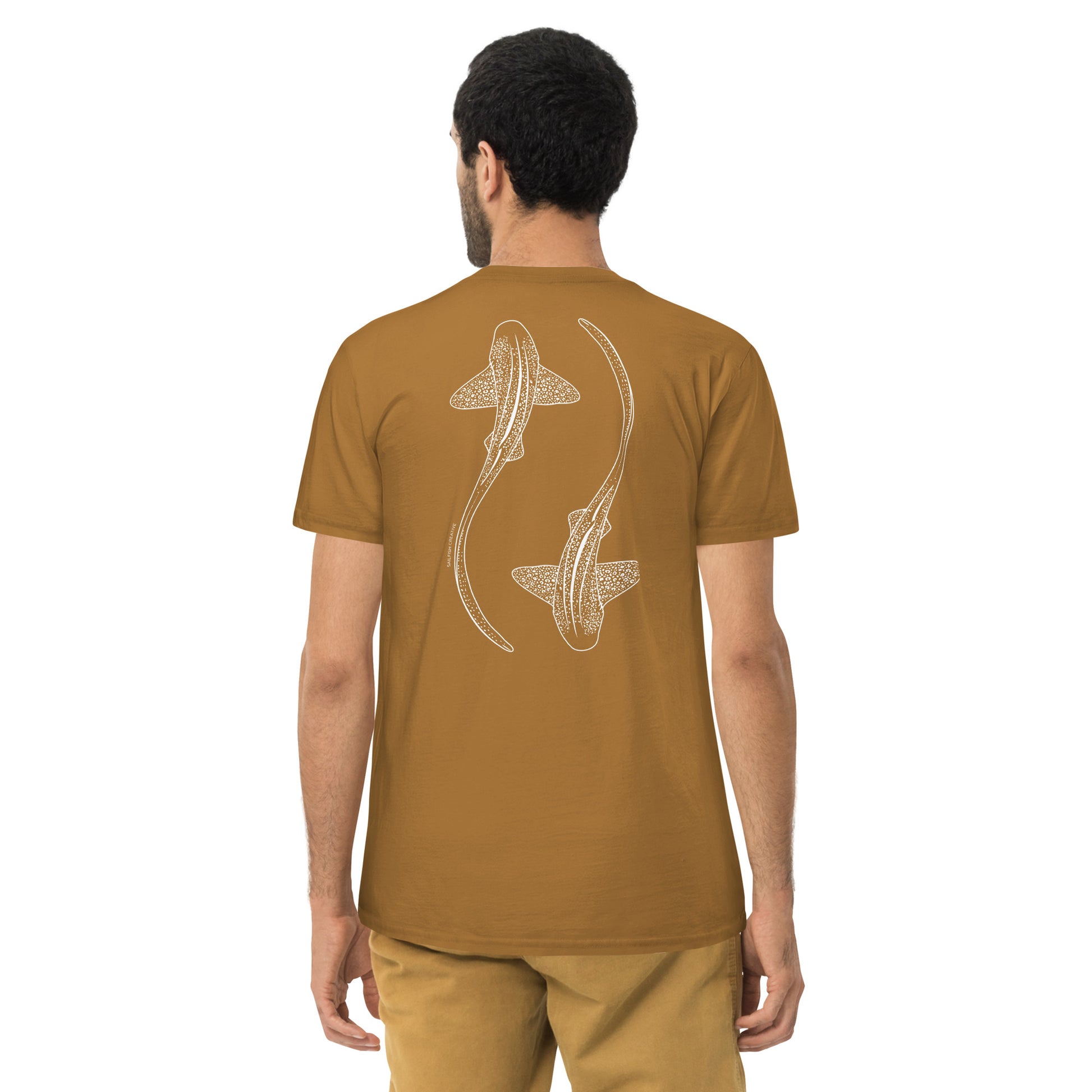 Leopard Shark Line Art - Mens Staple T-Shirt - Sailfish Creative